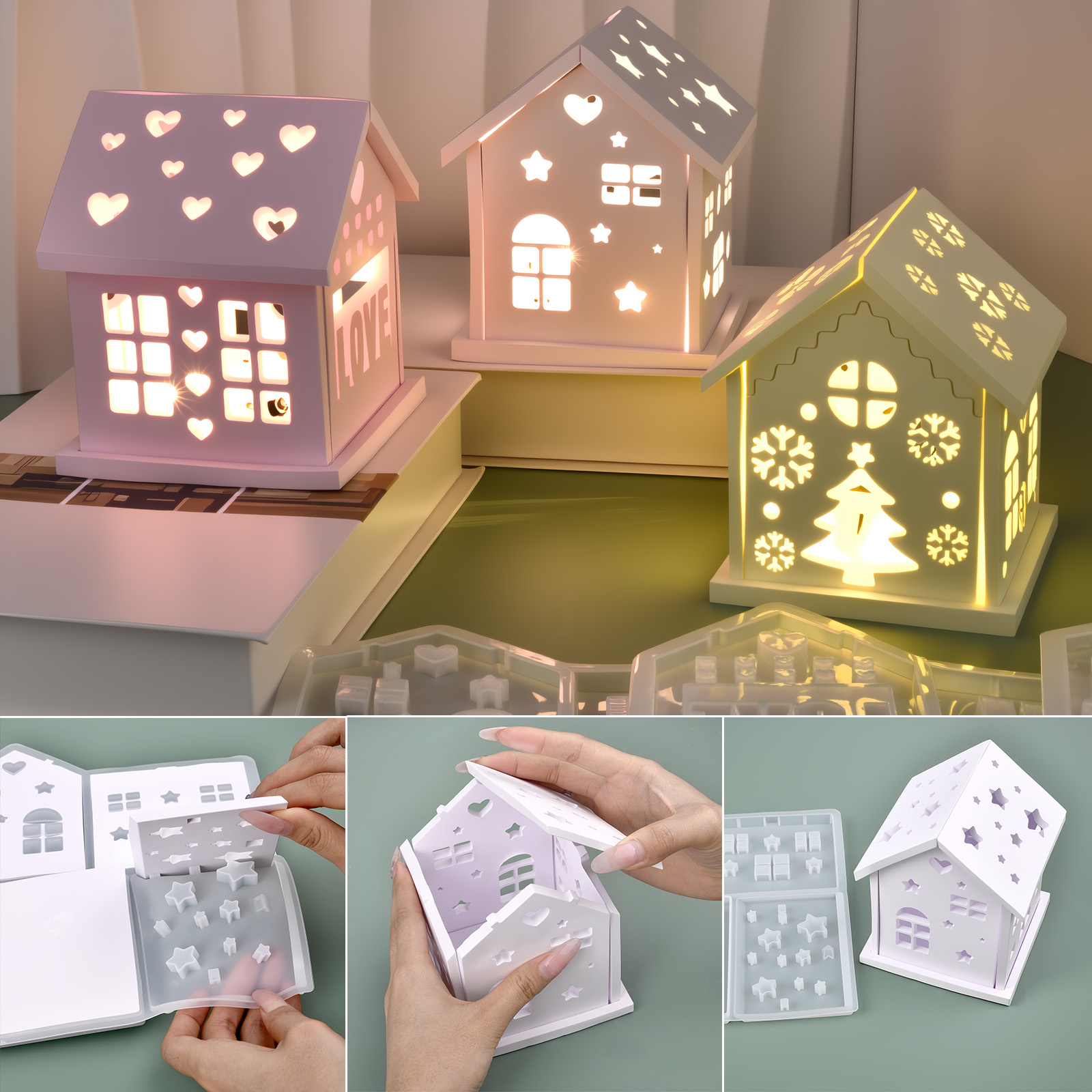 Candle Making Factory - 3D Ev silikon kalıp DIY Noel