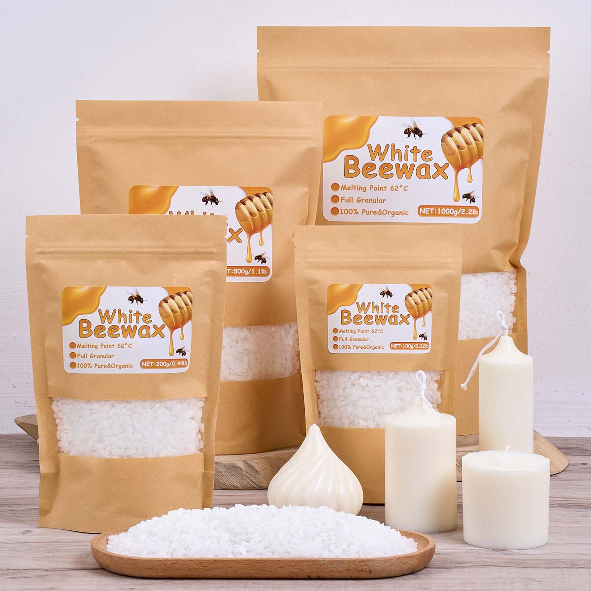 Candle Making Kit Beeswax - 1000g Beyaz Balmumu DIY Mum Yapımı